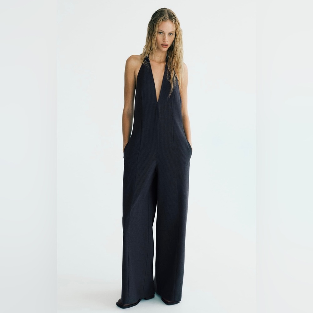 Zara Charcoal Grey Pinstripe jumpsuit